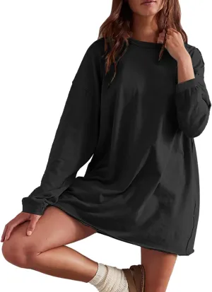Womens Oversized T Shirts Crewneck Long Sleeve Summer Athletic Cotton Tees Shirt Loose Fit Y2k Tops