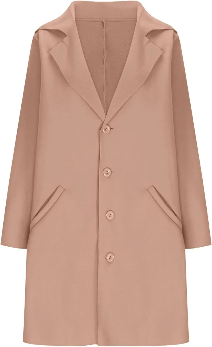 Womens Pea Coat 2024 Fall Winter Woolen Blend Button Down Trench Coat with Pockets Dressy Casual Lapel Trench Coats