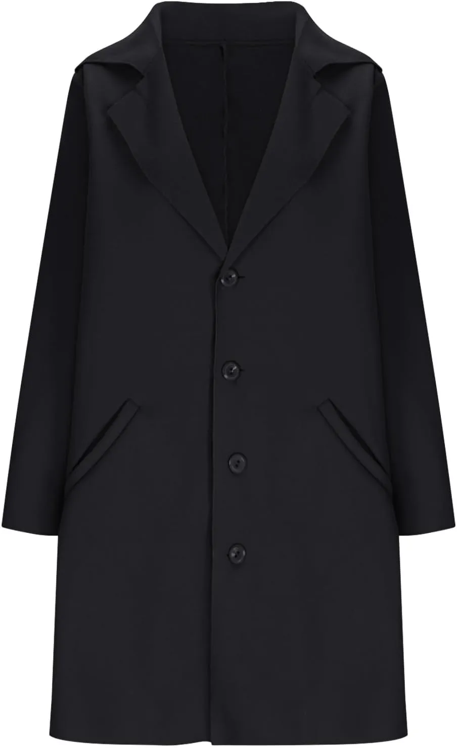 Womens Pea Coat 2024 Fall Winter Woolen Blend Button Down Trench Coat with Pockets Dressy Casual Lapel Trench Coats