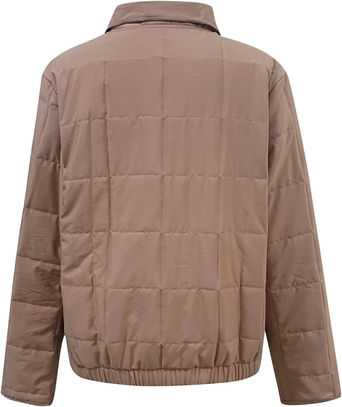 Womens Quilted Puffer Jacket Lightweight Zip Up Oversized Winter Fall Outwear Casual Padded Down Coat with Pockets