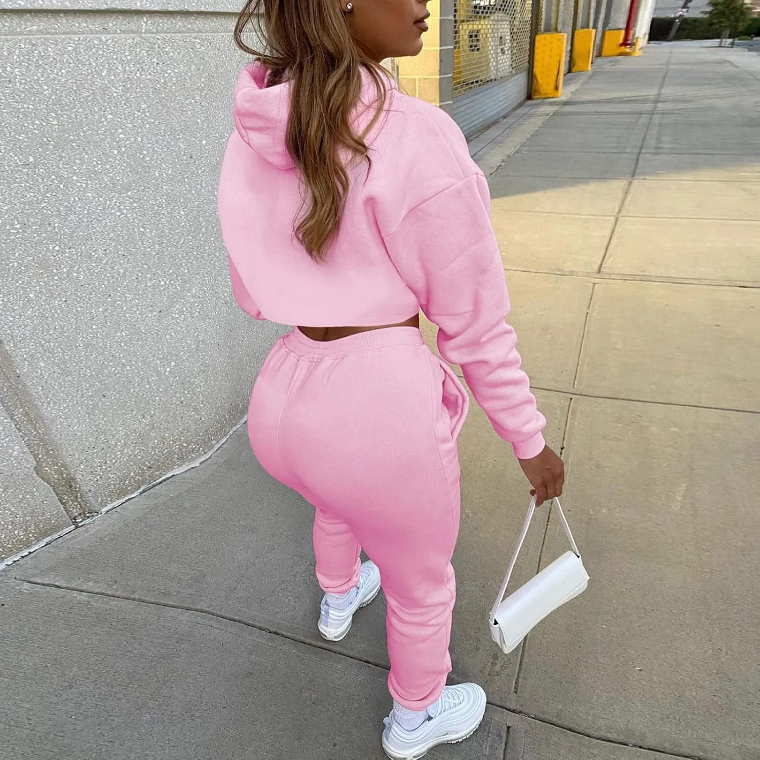 Women's Sexy 3 Piece Tracksuits - Long Sleeve Pullover Crop Top Hoodie  Tank Top Drawstring Long Pants Sweatsuit