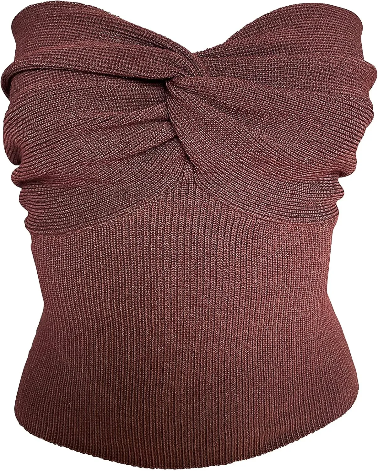 Women's Sexy Crop Tops Strapless Twisted Front Ribbed Knit Tube Top Sleeveless Sweetheart Neck Y2K Camisole Tank Top