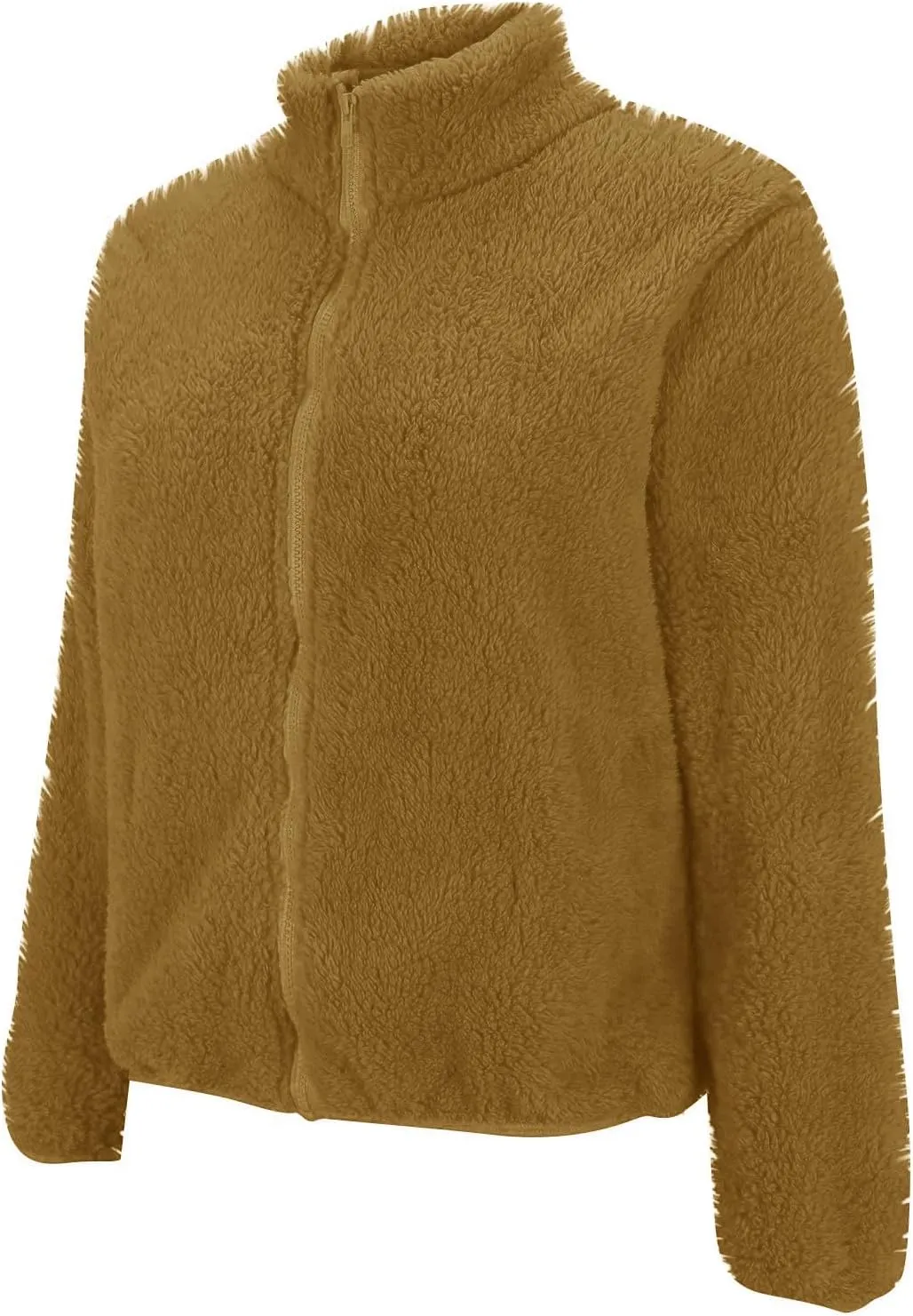 Womens Sherpa Jacket Winter Warm Fleece Zip Up Jacket Lightweight Long Sleeve Sweatshirts Casual Stand Collar Coats