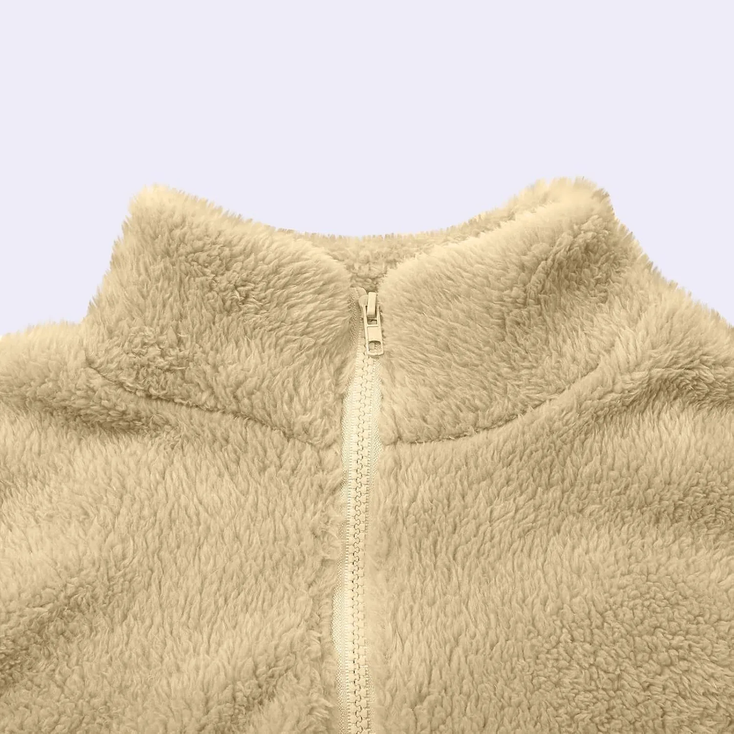 Womens Sherpa Jacket Winter Warm Fleece Zip Up Jacket Lightweight Long Sleeve Sweatshirts Casual Stand Collar Coats