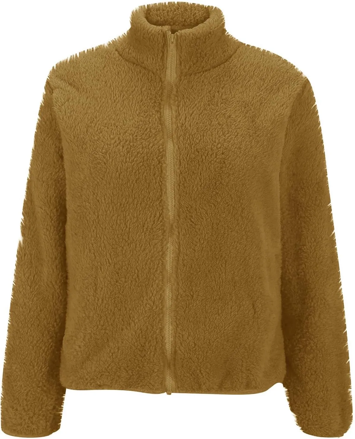 Womens Sherpa Jacket Winter Warm Fleece Zip Up Jacket Lightweight Long Sleeve Sweatshirts Casual Stand Collar Coats