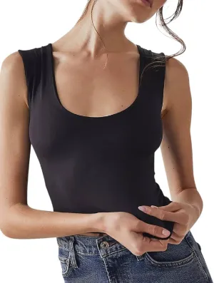 Womens Sleeveless Ribbed Tank Top Spaghetti Strap Crop Top Slim Fit Scoop Neck Basic Cami Shirts Summer Camisole