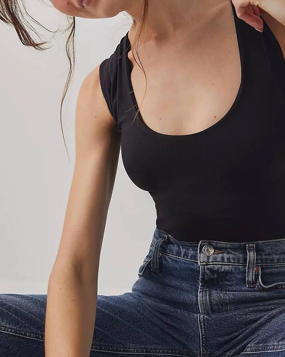 Womens Sleeveless Ribbed Tank Top Spaghetti Strap Crop Top Slim Fit Scoop Neck Basic Cami Shirts Summer Camisole