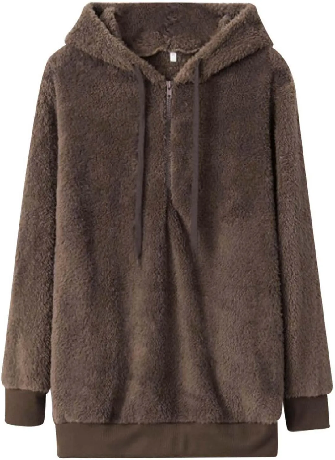 Womens Sweateshirt Oversized Pullover Hoodie Fuzzy Fleece Sweatshirt Fluffy Coat Winter Warm Coat Outwear with Pocket