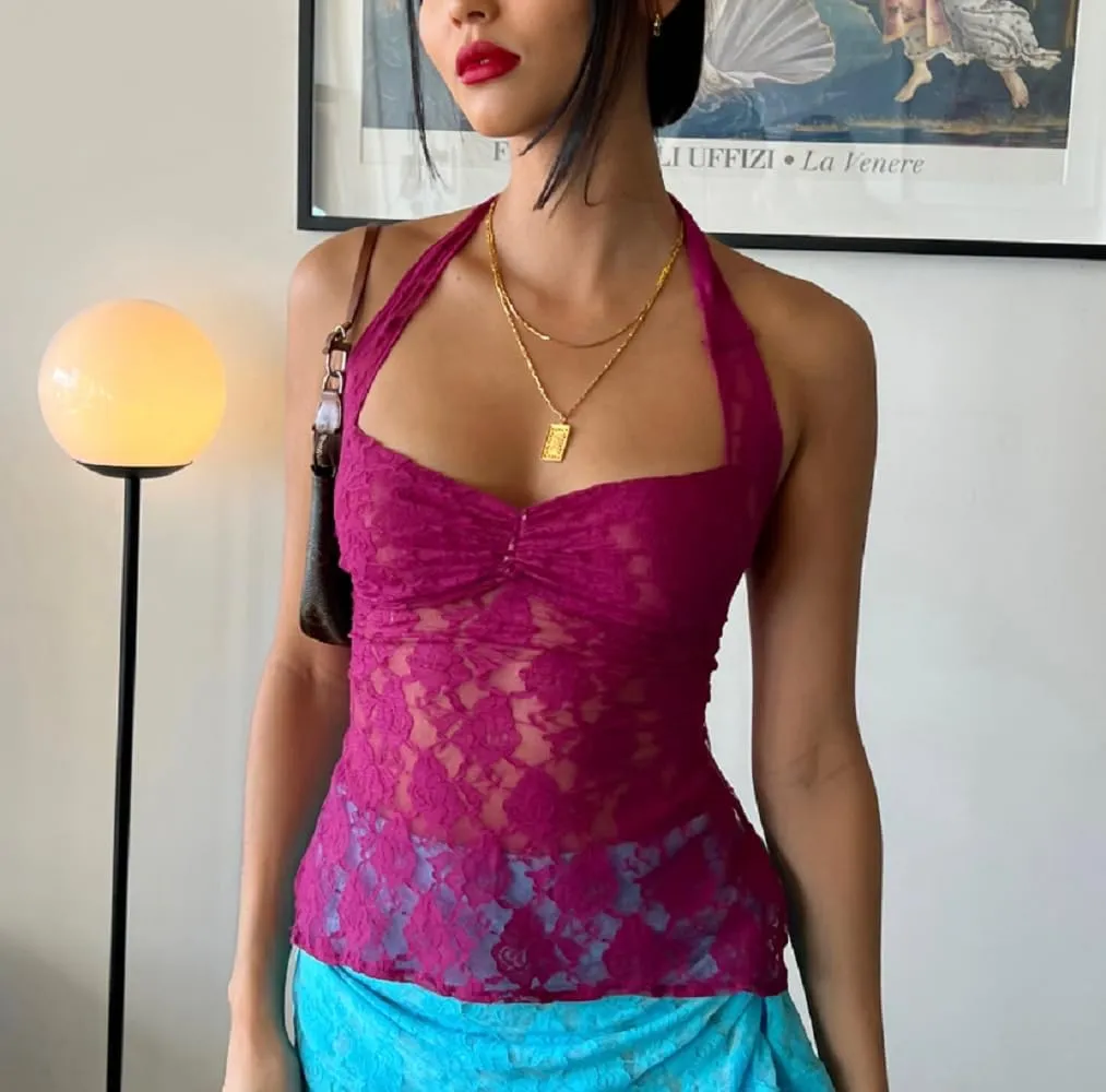 Women's Tank Top Spaghetti Strap Camisoles Sleeveless Square Neck Cami Tops Lace Crop Tank Top Summer Y2K Streetwear