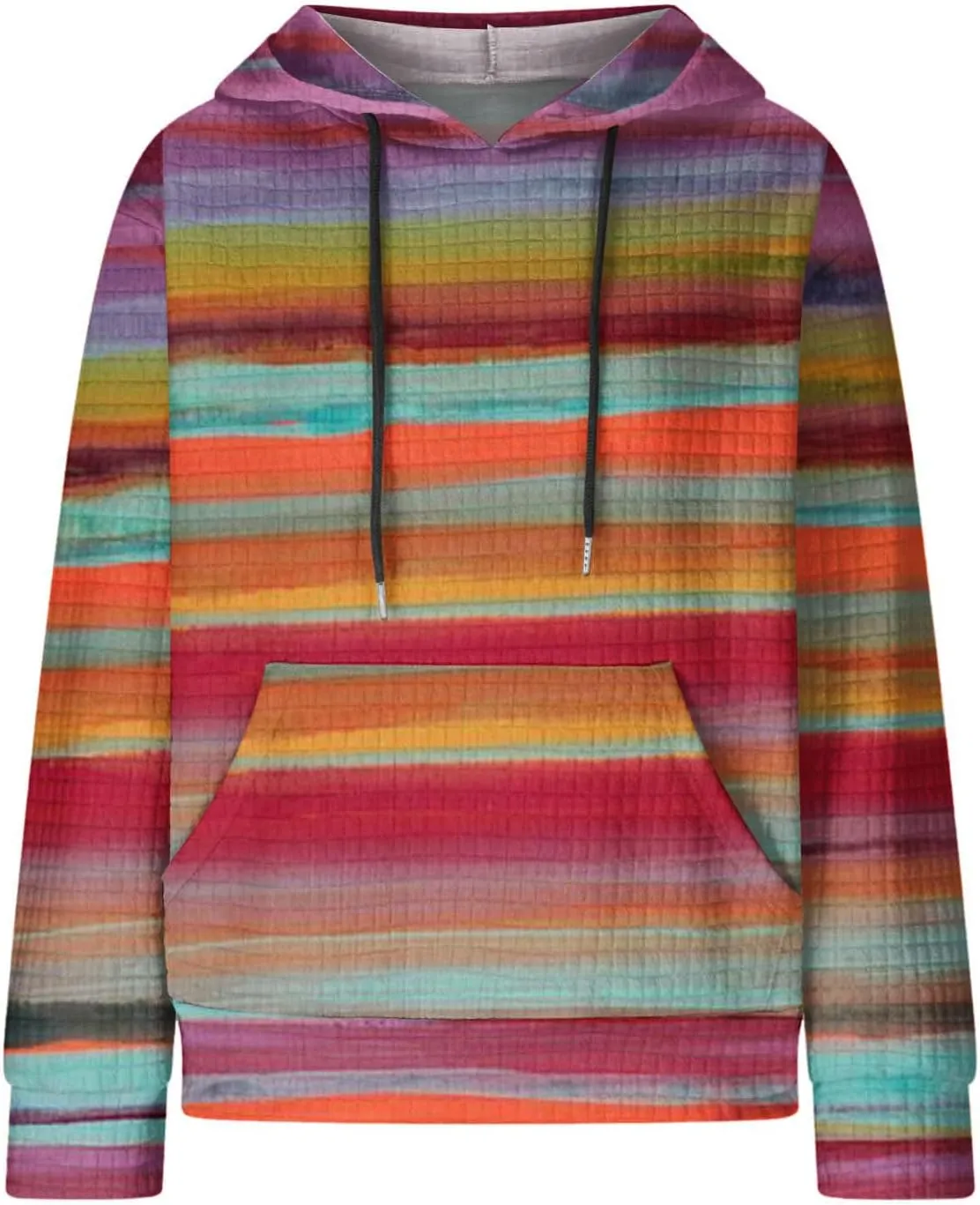 Womens Waffle Knit Hoodies Cute Hooded Sweatshirt Fall Casual Drawstring Pullover Sweater Workout Gym Hoodie Tops