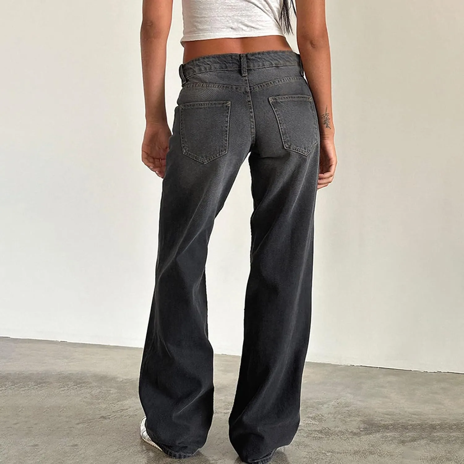 Women's Wide Leg Jeans Straight Leg Boyfriend Denim Pants Low Rise Baggy Jeans Casual Loose Jeans Y2K E-Girl Pants