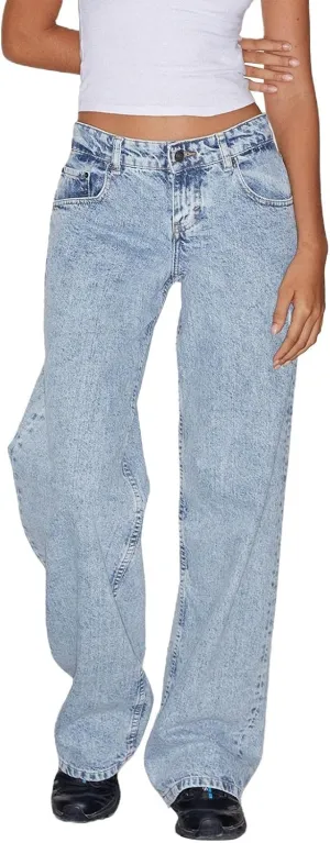 Women's Wide Leg Jeans Straight Leg Boyfriend Denim Pants Low Rise Baggy Jeans Casual Loose Jeans Y2K E-Girl Pants