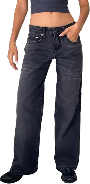 Women's Wide Leg Jeans Straight Leg Boyfriend Denim Pants Low Rise Baggy Jeans Casual Loose Jeans Y2K E-Girl Pants