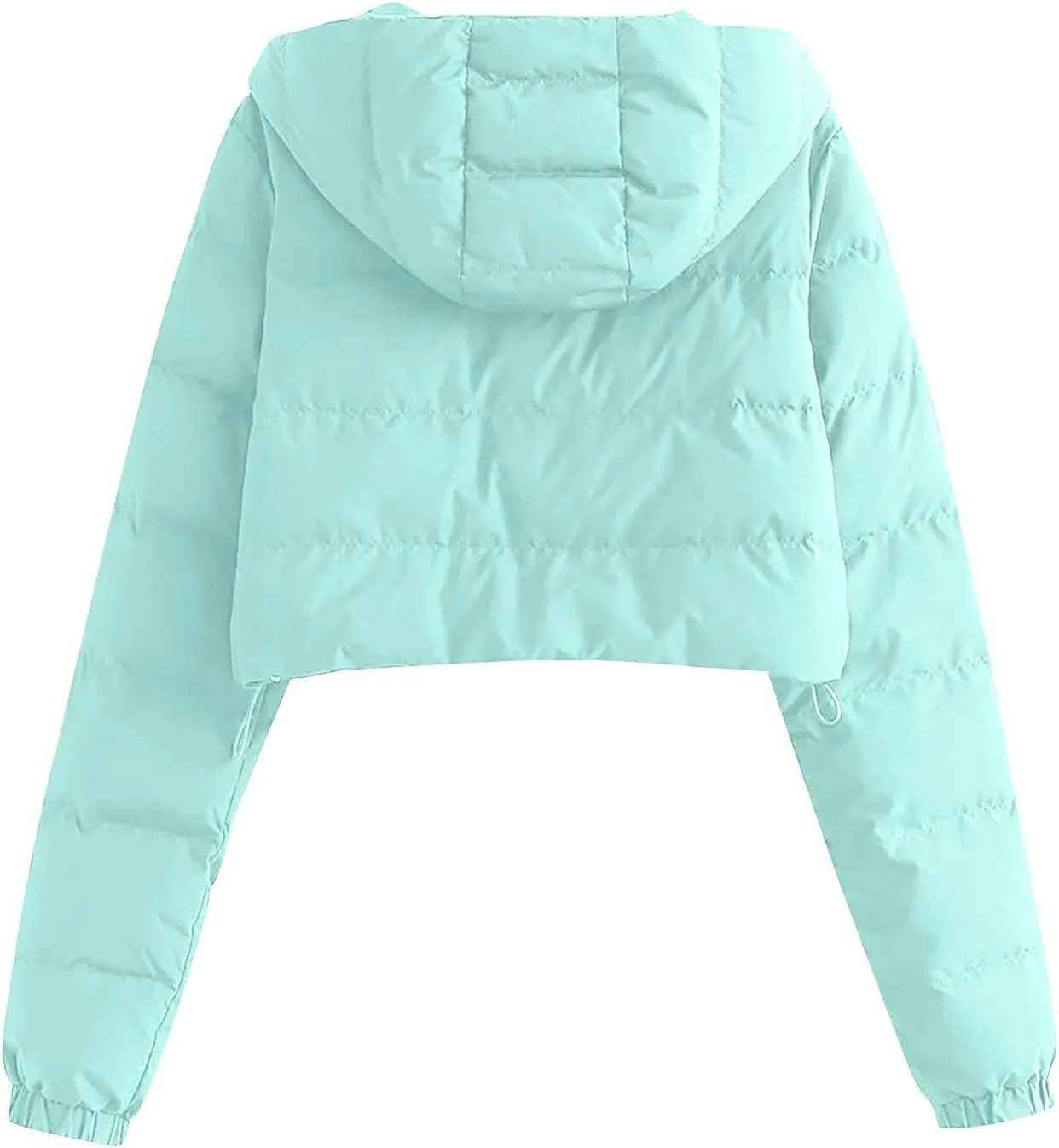 Women's Winter Casual Crop Puffer Jacket Teen Girl Hooded Cotton Padded Jacket Y2K Pockets Baggy Short Coats