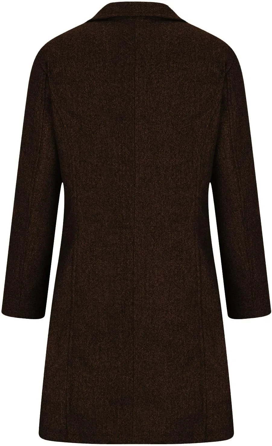Women's Wool Blend Trench Coat Casual Single Breasted Pea Coat Thicken Stand Collar Mid Long Overcoat with Pocket