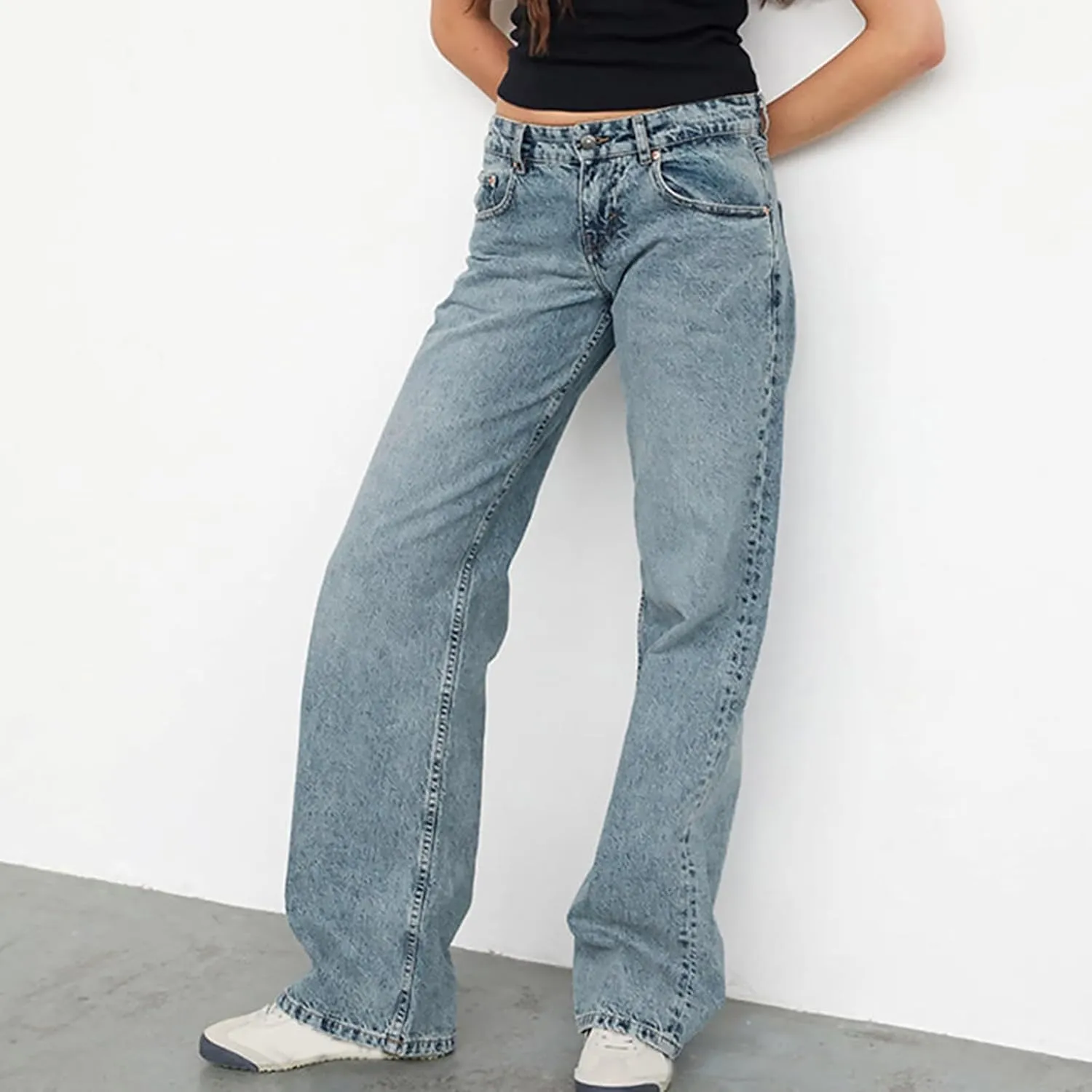Women's Y2K Baggy Jeans Trendy Low Rise Jeans Casual Straight Leg Jeans Loose Boyfriend Denim Pants Fall Outfits