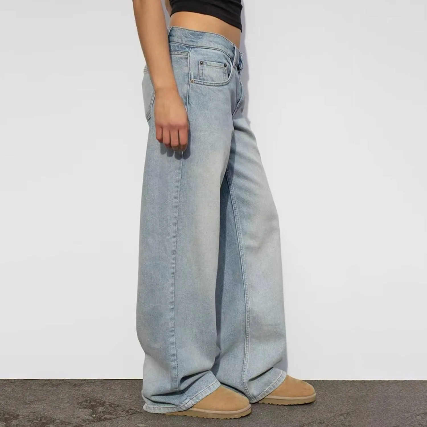 Women's Y2K Baggy Jeans Trendy Low Rise Jeans Casual Straight Leg Jeans Loose Boyfriend Denim Pants Fall Outfits