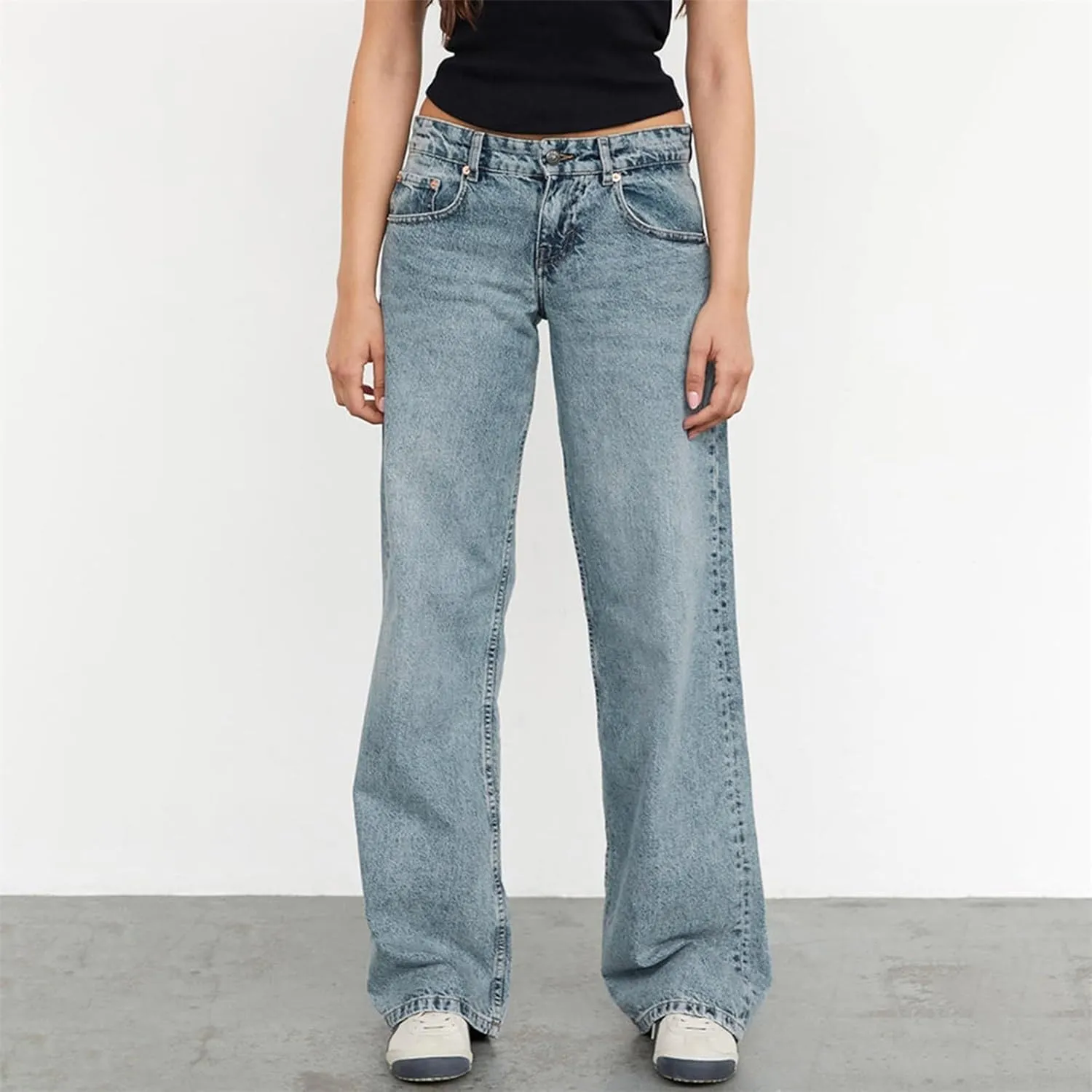 Women's Y2K Baggy Jeans Trendy Low Rise Jeans Casual Straight Leg Jeans Loose Boyfriend Denim Pants Fall Outfits