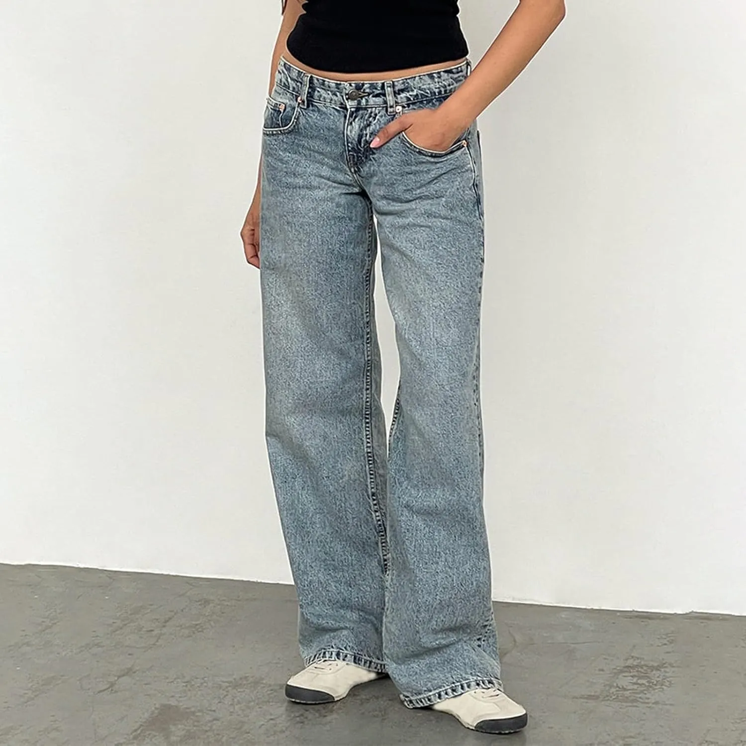Women's Y2K Baggy Jeans Trendy Low Rise Jeans Casual Straight Leg Jeans Loose Boyfriend Denim Pants Fall Outfits
