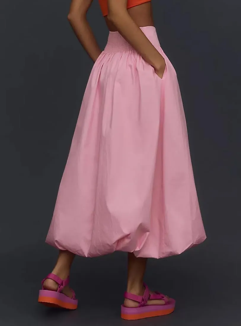 Y2k Cute Bubble Maxi Skirt for Women Low Rise Aline Flowy Puffy Long Skirt Fairy Ruffle Pleated Balloon Skirt