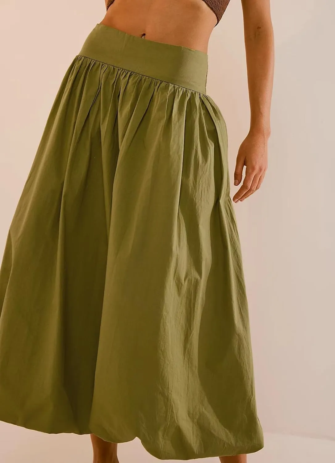 Y2k Cute Bubble Maxi Skirt for Women Low Rise Aline Flowy Puffy Long Skirt Fairy Ruffle Pleated Balloon Skirt