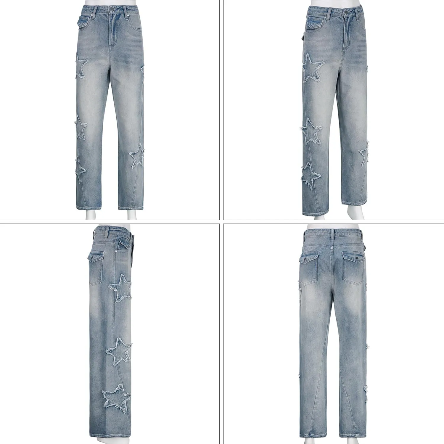 Y2k Emo Star Cargo Jeans Womens Cute Jeans for Teens