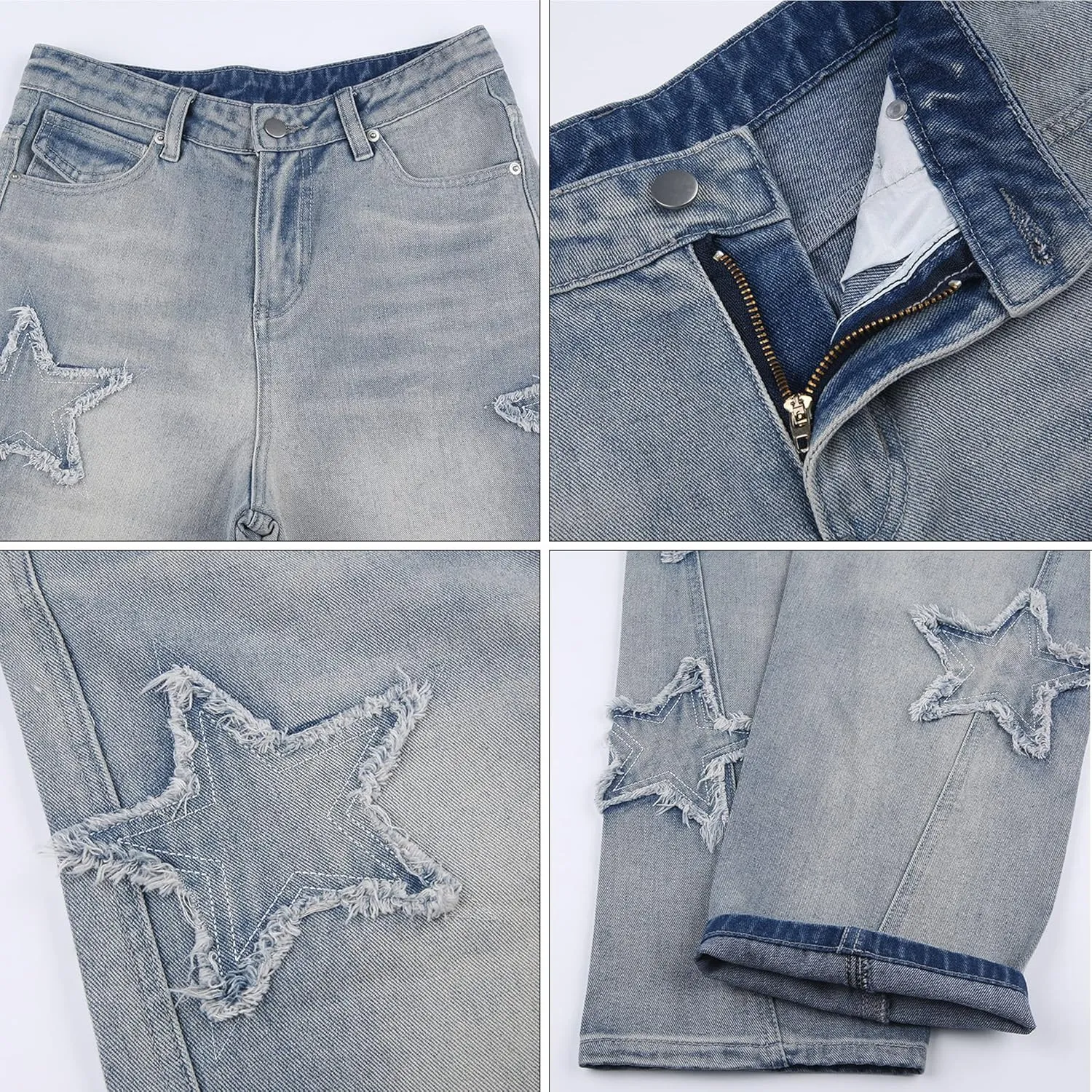 Y2k Emo Star Cargo Jeans Womens Cute Jeans for Teens