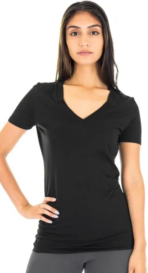 Yoga Clothing For You Ladies Hemp/Organic Cotton V-Neck Tee - Made in USA