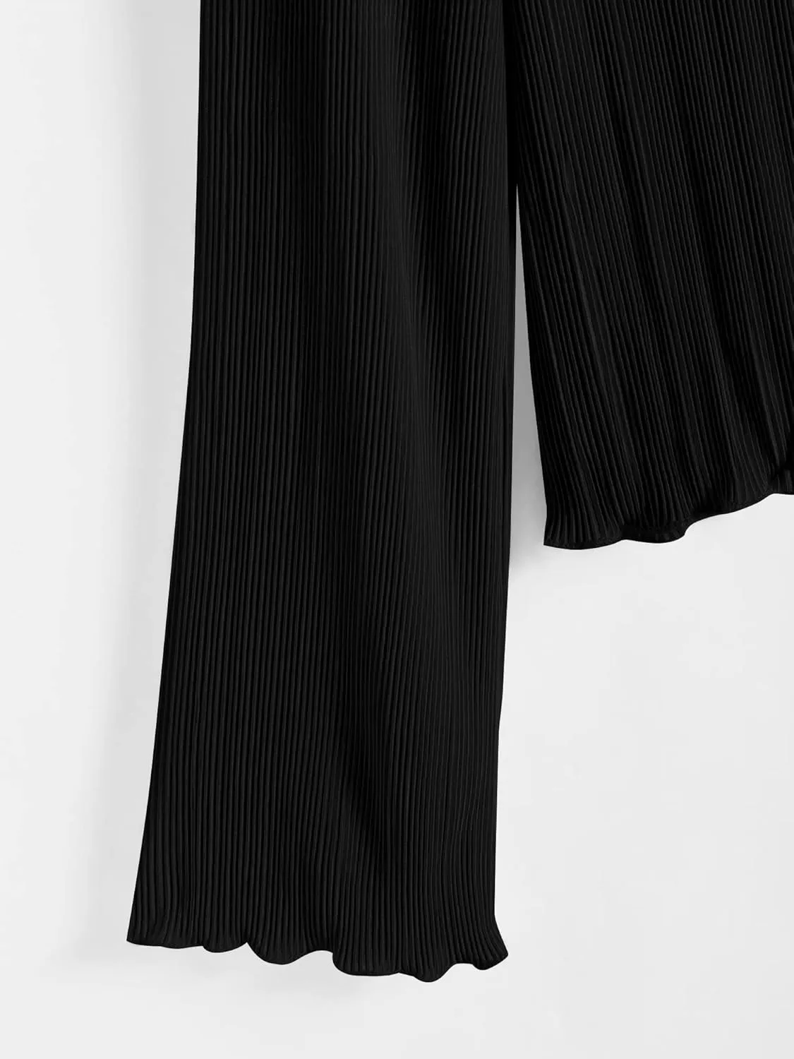 ZAFUL Women's Deep V Neck Tie Front Top Flare Sleeve Plisse Pleated Blouse Shirt Top Y2k Vintage Streetwear