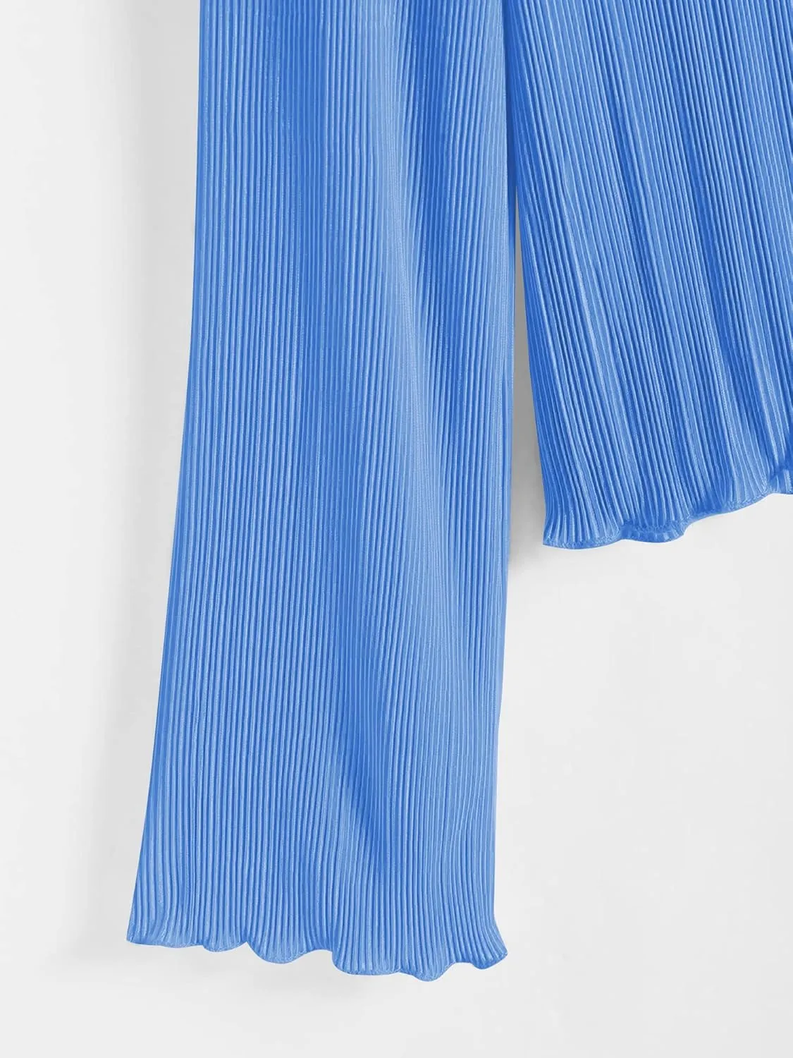 ZAFUL Women's Deep V Neck Tie Front Top Flare Sleeve Plisse Pleated Blouse Shirt Top Y2k Vintage Streetwear