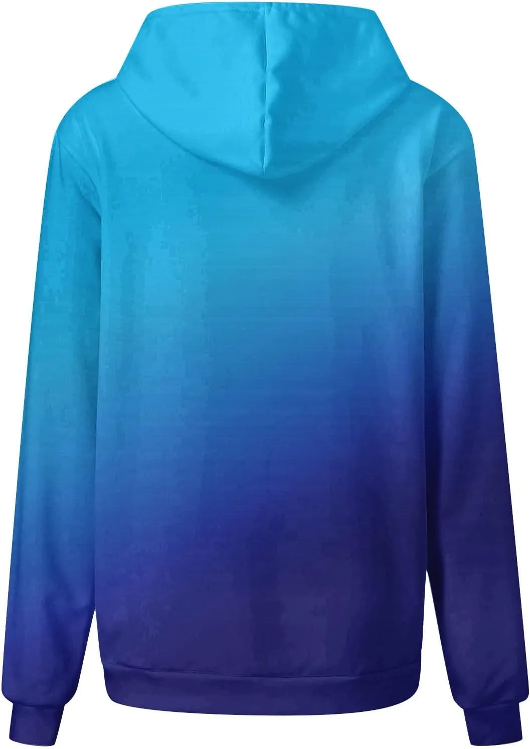 ZDRZK Hoodies For Women Gradient Print Casual Crewneck Long Sleeve Sweatshirts Hooded Loose Fit Oversized Pullover