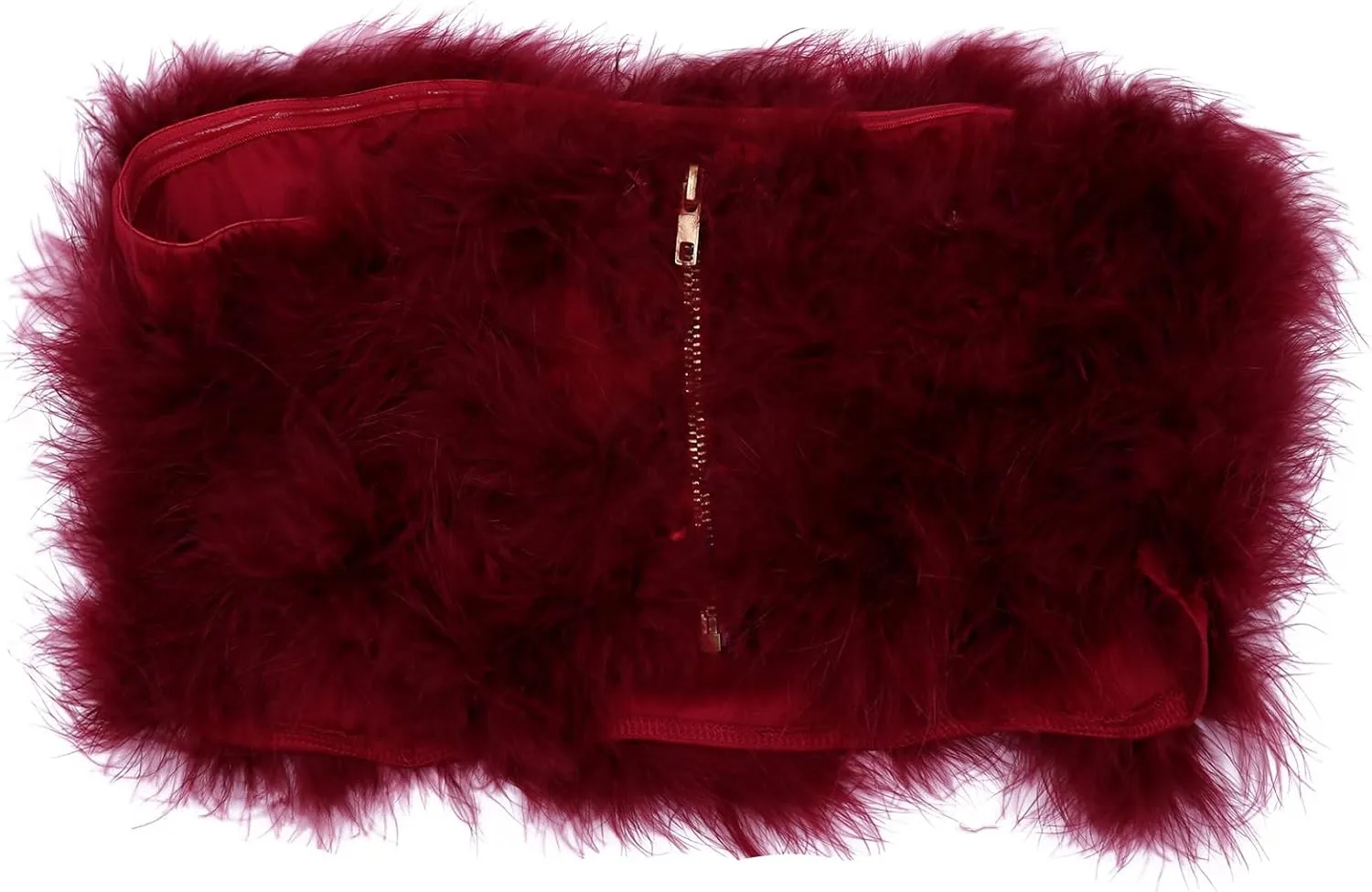 ZGMYC Women's Sexy Feather Crop Top Furry Faux Fur Strapless Tube Top Bandeau Sleeveless Camisole for Party Clubwear