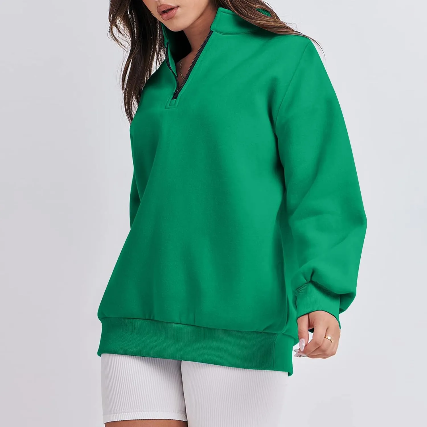 Zip Up Hoodies For Women Oversized Long Sleeve Crop Sweatshirt Quarter Zip Pullover Tops Fall Fashion Clothes 2023