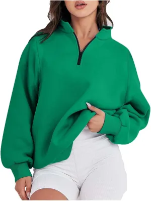 Zip Up Hoodies For Women Oversized Long Sleeve Crop Sweatshirt Quarter Zip Pullover Tops Fall Fashion Clothes 2023