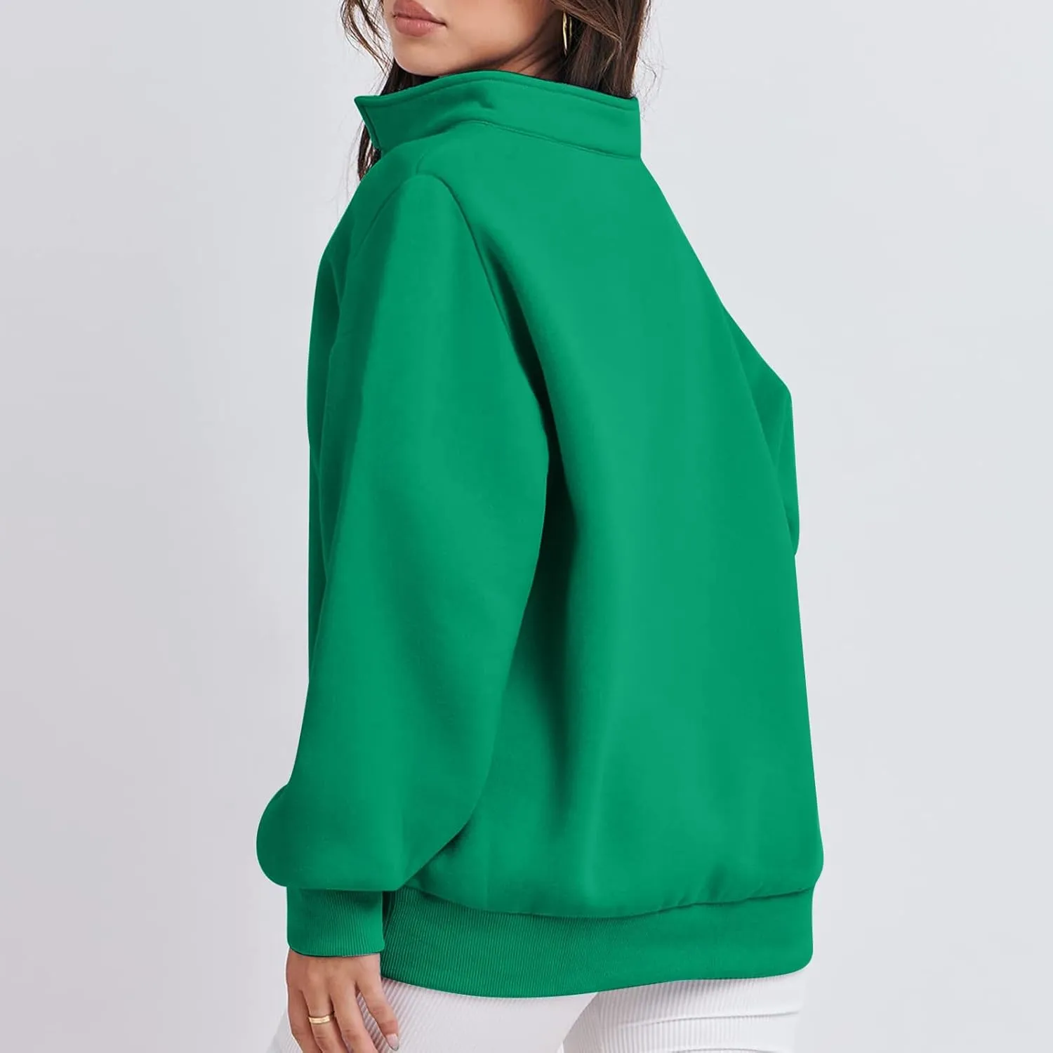 Zip Up Hoodies For Women Oversized Long Sleeve Crop Sweatshirt Quarter Zip Pullover Tops Fall Fashion Clothes 2023