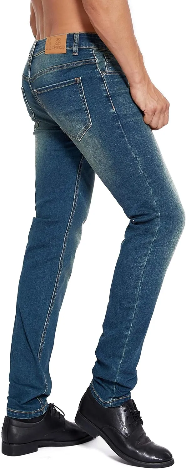 ZLZ Jeans Pants Slim Fit, Younger-Looking Fashionable Colorful Comfy Stretch Jeans Pants for Men, Skinny Jeans Stretch Fit 