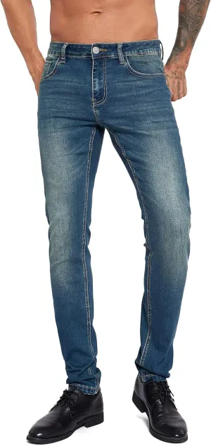 ZLZ Jeans Pants Slim Fit, Younger-Looking Fashionable Colorful Comfy Stretch Jeans Pants for Men, Skinny Jeans Stretch Fit 