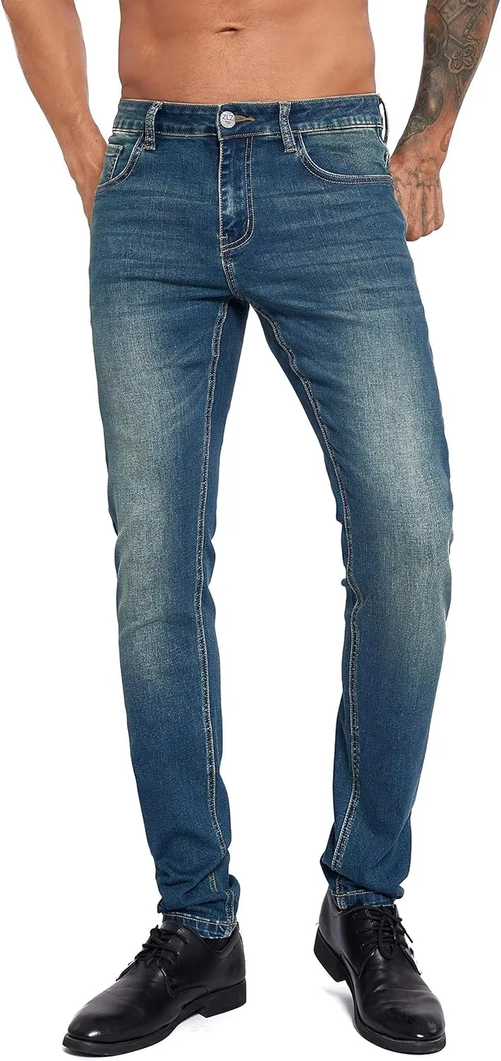ZLZ Jeans Pants Slim Fit, Younger-Looking Fashionable Colorful Comfy Stretch Jeans Pants for Men, Skinny Jeans Stretch Fit 