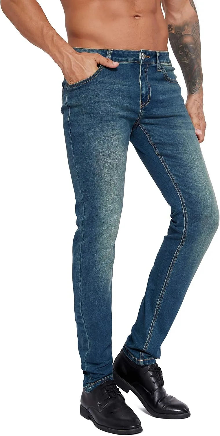 ZLZ Jeans Pants Slim Fit, Younger-Looking Fashionable Colorful Comfy Stretch Jeans Pants for Men, Skinny Jeans Stretch Fit 
