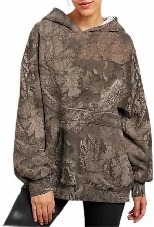 ZOCANIA Womens Camo Hoodie Spring Oversized Sweatshirt Long Sleeve Essentials Hoodie with Pocket