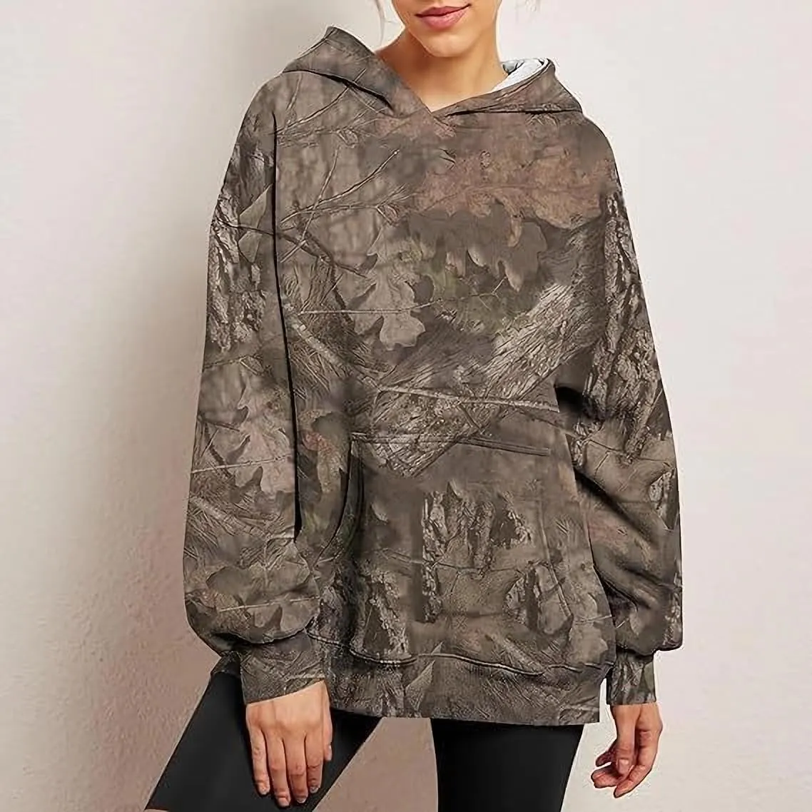 ZOCANIA Womens Camo Hoodie Spring Oversized Sweatshirt Long Sleeve Essentials Hoodie with Pocket
