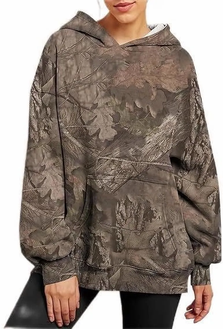 ZOCANIA Womens Camo Hoodie Spring Oversized Sweatshirt Long Sleeve Essentials Hoodie with Pocket