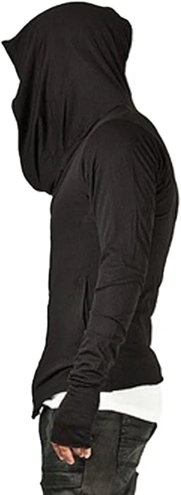 ZUEVI Men's Hoodies Cool Side Zipper Assassin Robe Jacket Cosplay Hooded Sweatshirts