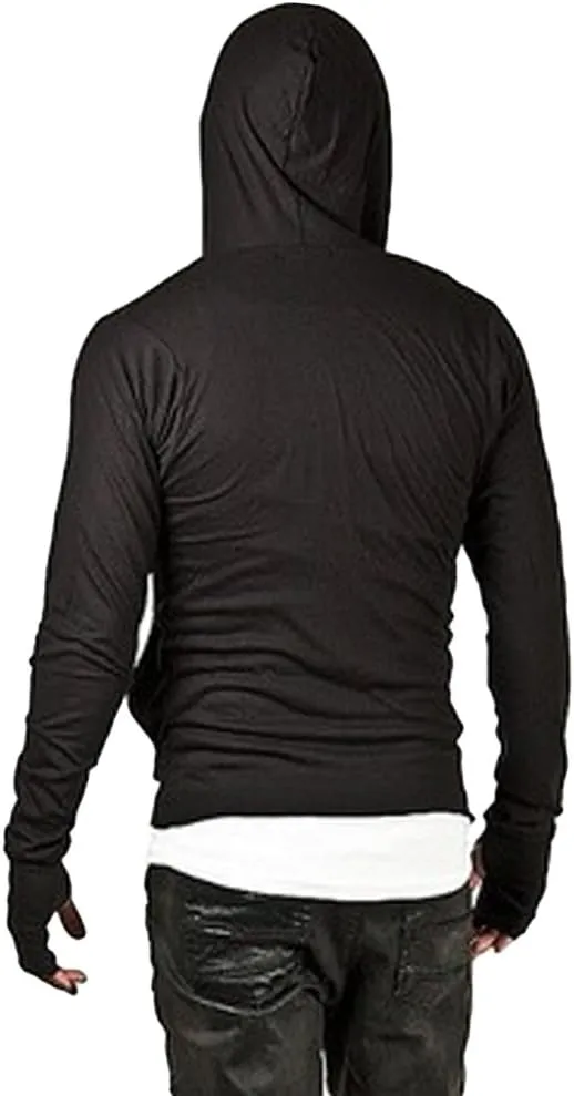 ZUEVI Men's Hoodies Cool Side Zipper Assassin Robe Jacket Cosplay Hooded Sweatshirts