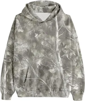 ZWRXW Womens Camo Hoodies Sweatshirts Maple Leaf Printed Fleece Oversized Pullover Casual Long Sleeve Tops with Pocket