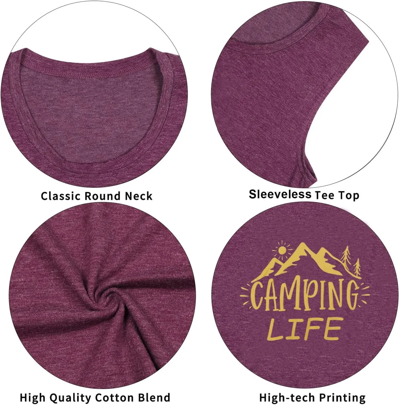 ZXCAHPT Tank Tops for Women Camping Life Graphic Tank Top Outdoor Hiking Sleeveless Tee Summer Mountain Loose Fit Vest Tees